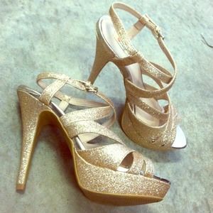 Gold sparkle stilettos