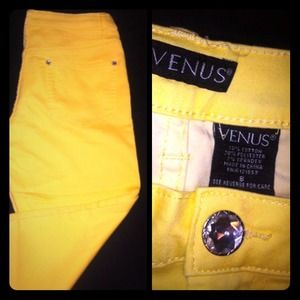 Embellished Neon Yellow Skinny Jeans