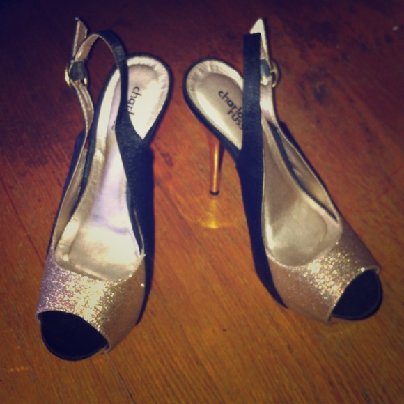 Charlotte Russe black and gold heels