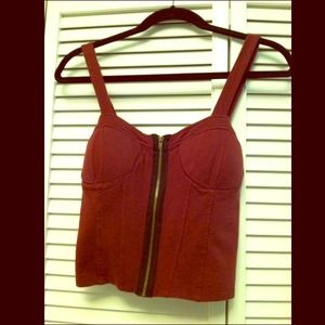Full Tilt Zip Corset Top - Burgundy