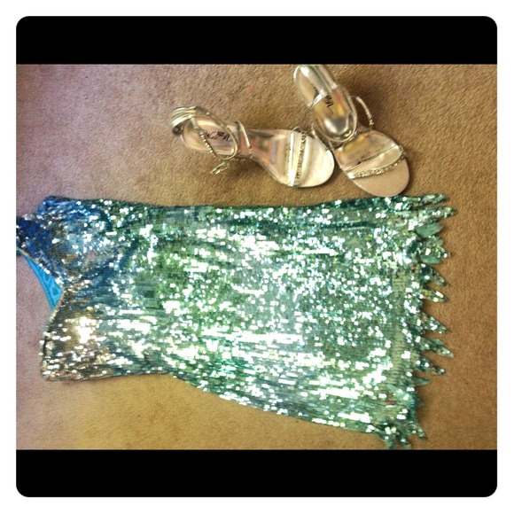 Mac duggal!Full sparkle one strap cocktail dress