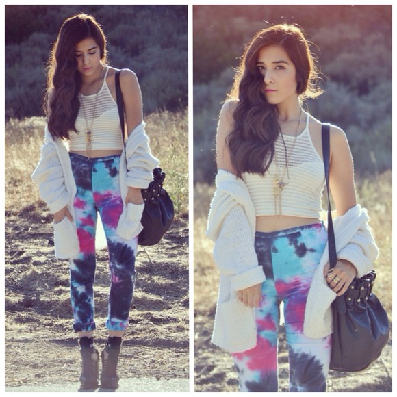 Pants - High Waist Tie Dye Pants