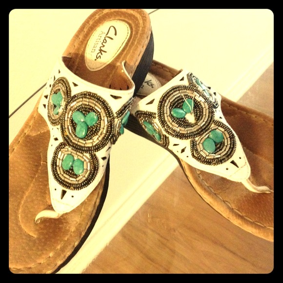 Clark's artisan white leather sandals.