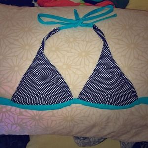 Black white and teal halter bikini top 👙