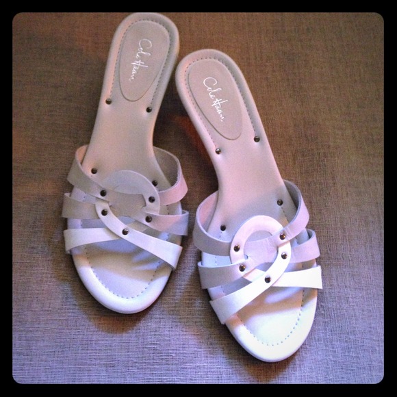Cole Haan Shoes - ⤵️{ Cole Haan } White Sandals 7.5 Mules