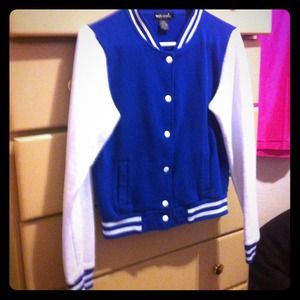 Blue letterman's jacket