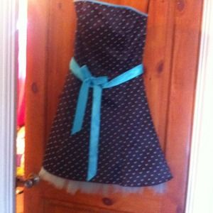 Brown an blue polkadot dress