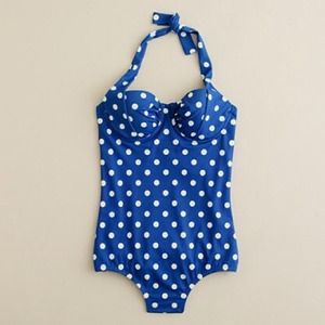 SOLD NWT J.Crew Blue Polka Dot One-Piece Suit
