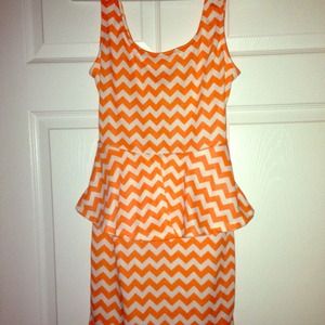 Bright orange and white patterned dress!