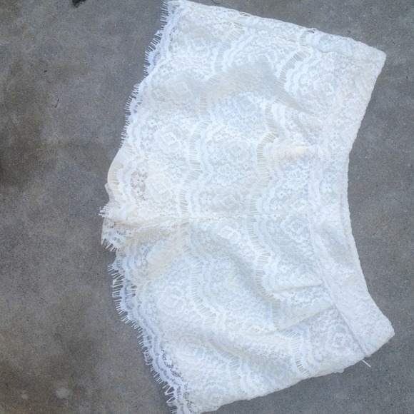 Pants - Cream lace shorts