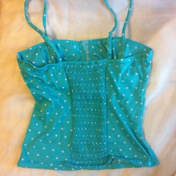Teal with White Polka Dots Button Front Bustier - Picture 2 of 2