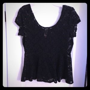 Black Lace Peplum Top