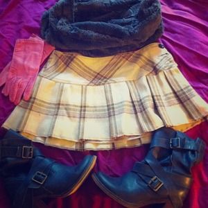 Plaid Wool Skirt