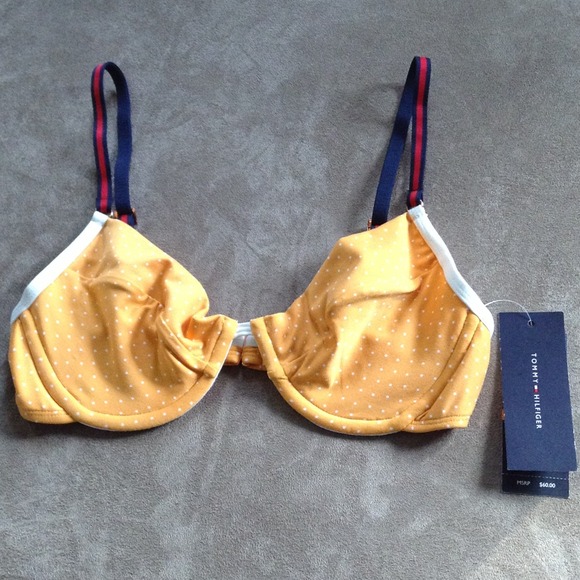 Yellow/navy/red bikini top 🎯black bandeau SOLD🎯 - Picture 2 of 3