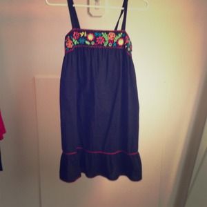Black summer dress with colorful embroirdery!