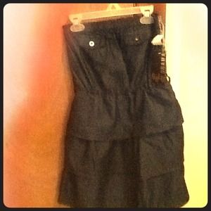 Strapless denim layer dress