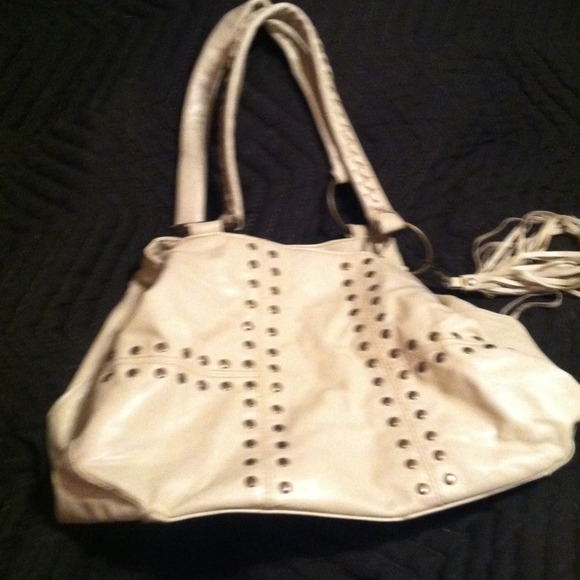 Tan purse with fringe & studs