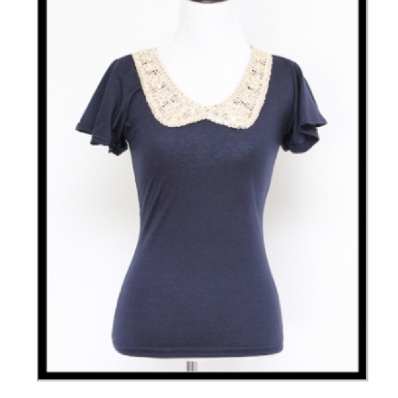 REDUCED Navy Palette Colar Top by Spoken Prophecy
