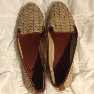 Brown woven flats