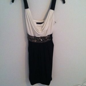 Black and white, waist beaded dress