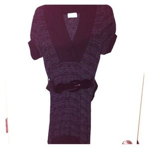 Grey belted sweater dress