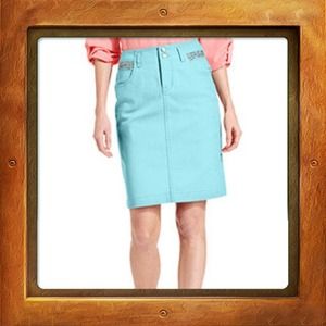 Curvy denim aqua pencil skirt