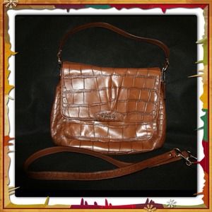 Authentic Coach Ashley chestnut leather flap