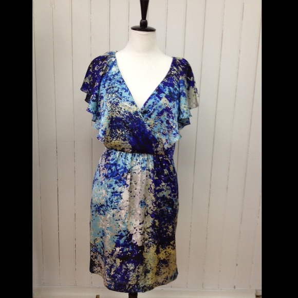 Julie Dillon Blue Printed Dress NWOT