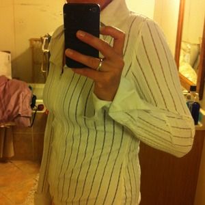 Sheer white zip up dress shirt by Michelle Nicole