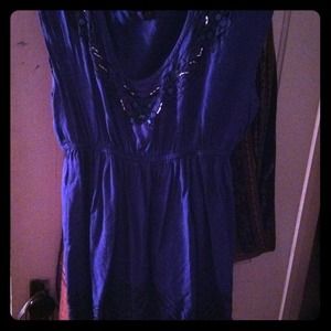 roman style blue shirt with gem border