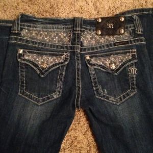 Rhinestone and lace jeans