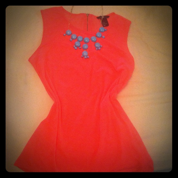 Neon pink H&M tank with back zipper detail SZ M