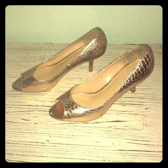 Faux Snakeskin Rose Gold Heels