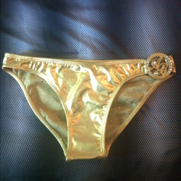 Gold apple bottom bathing suit bottoms.