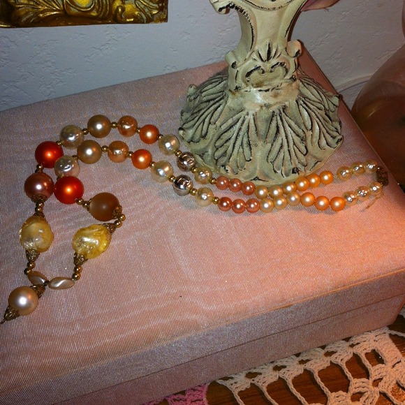 Vintage coral color necklace