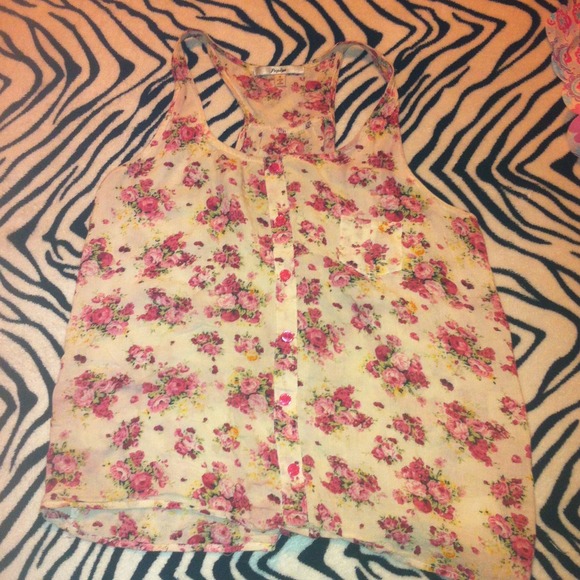 Pink floral button shirt