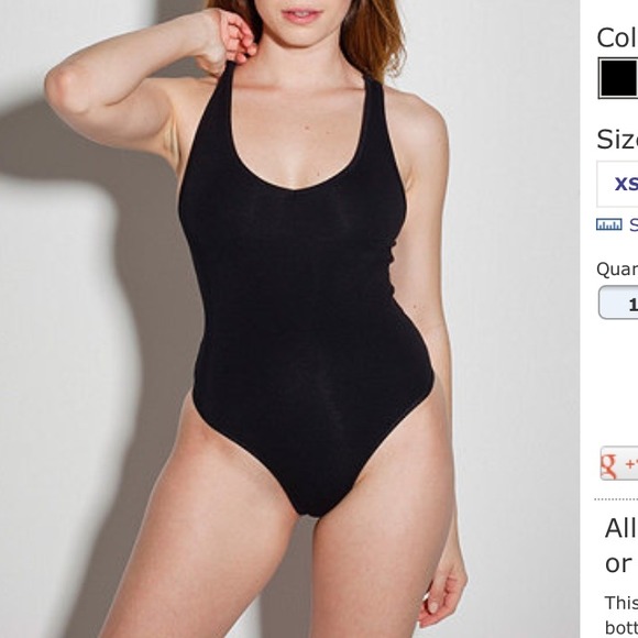 Black american apparel thong tank bodysuit