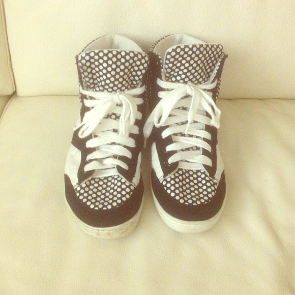 Shoes - Polka Dot Black and White High Top Sneakers