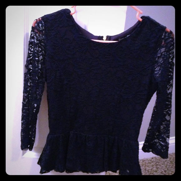 Navy blue lace peplum top