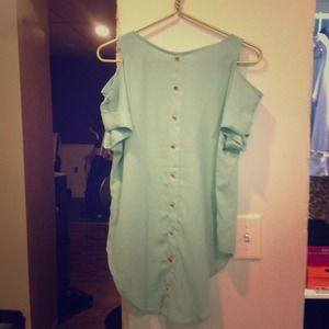 Mint green high low blouse