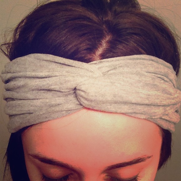 Heather grey faux turban headband