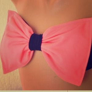 Hot pink bow swimming suit top