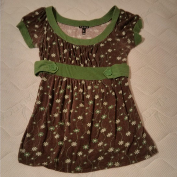 Brown and green baby doll top - Picture 1 of 2