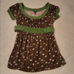 Brown and green baby doll top