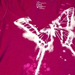 NWOT : American Eagle Dark Pink Baby Doll Top