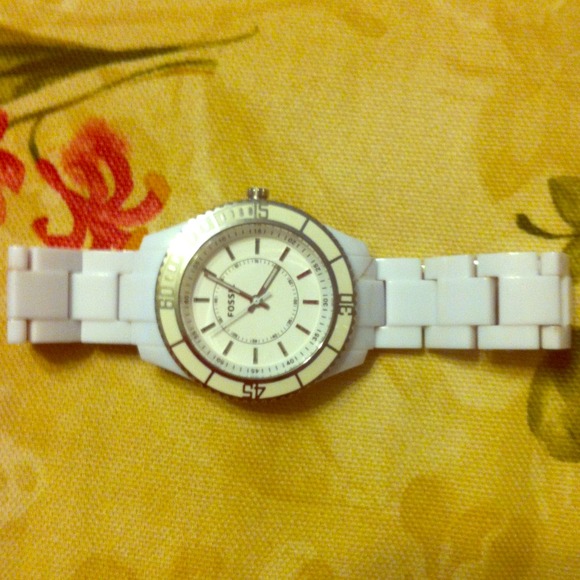 White Fossil watch