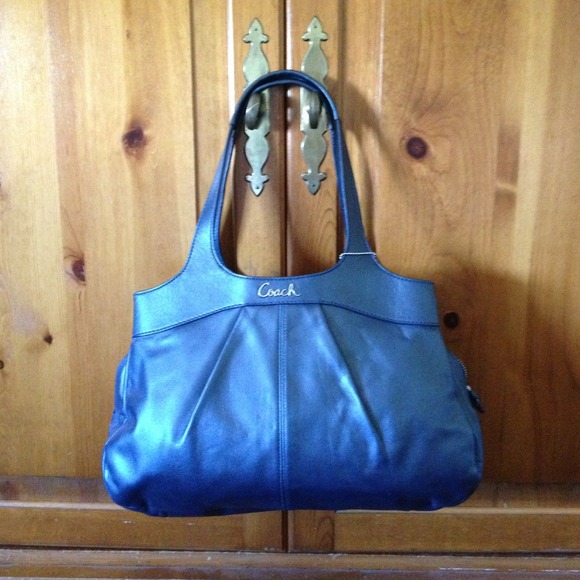 Authentic metallic blue coach purse