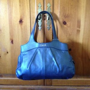 Authentic metallic blue coach purse