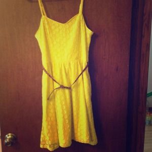 Yellow summer dress and two lace tops