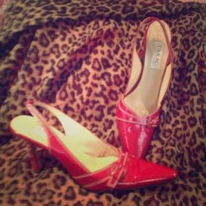 Red Patent leather sling backs!